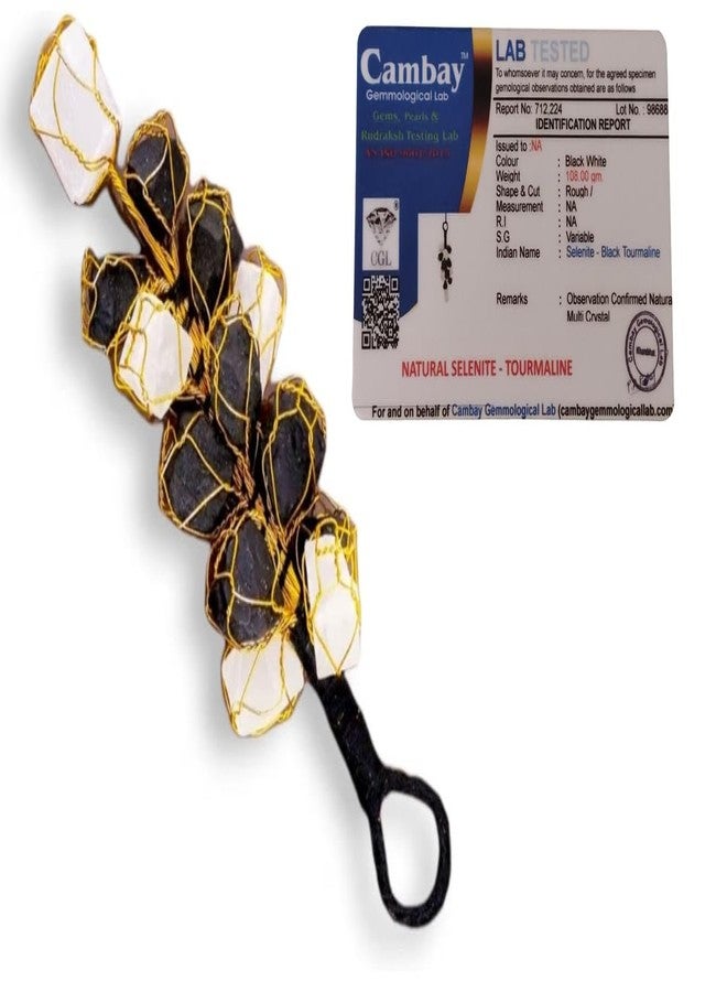 GEMTUB Natural Black Tourmaline & Selenite Hanging Ornament for Protection from Negative Energy & Evil Eye - Image 1